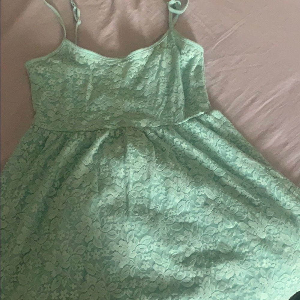 Light blue lace mini dress